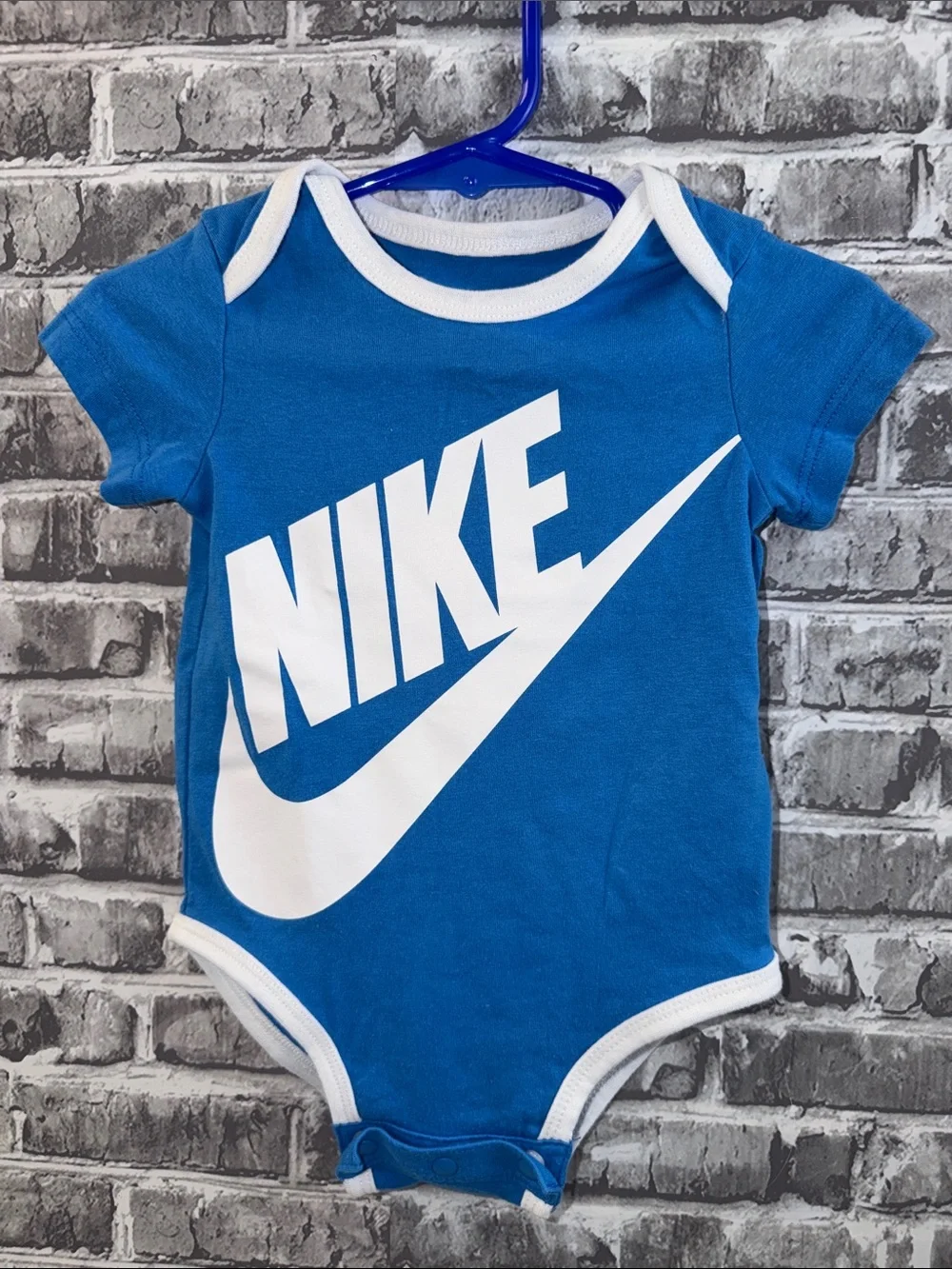 Nike Bright‎ Blue Baby Bodysuit with White Logo Trim
